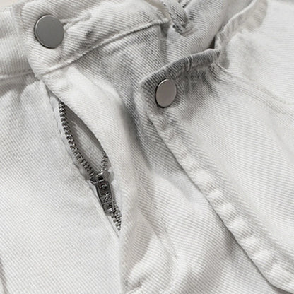 Tech Utility White Cargo Jeans     - VONVEX