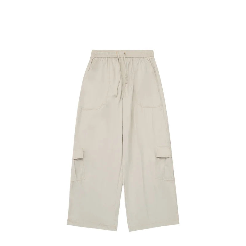 Multi Pockets Wide Leg Cargo Pant  Light Apricot S  - VONVEX
