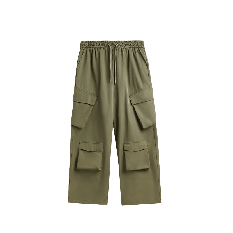 Casual 3D Wide-leg Cargo Pants  Army green S  - VONVEX