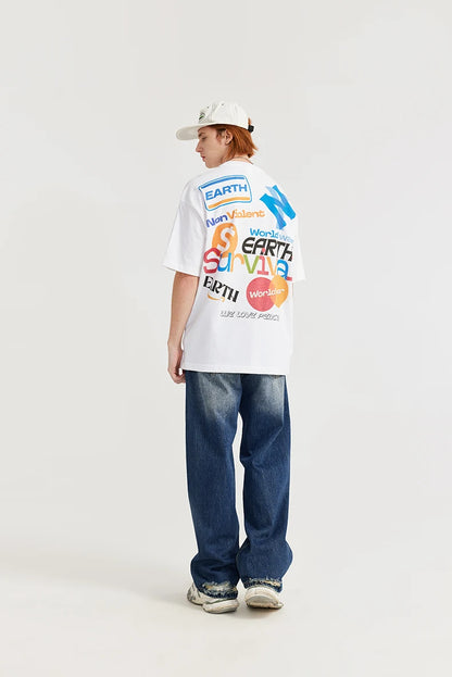 Retro Ripped Wide-Leg Denim Jeans     - VONVEX