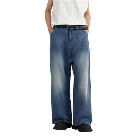 Classic Washed Denim Blue Jeans  Blue S  - VONVEX