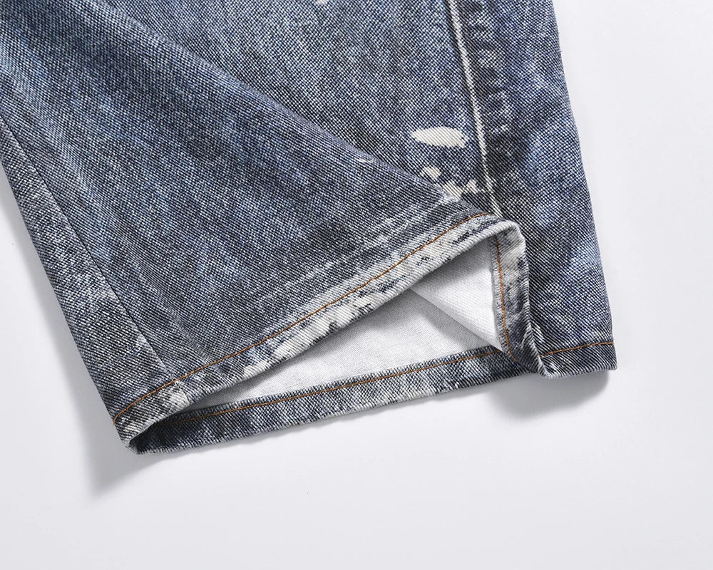Y2K Chain Frayed Jeans     - VONVEX