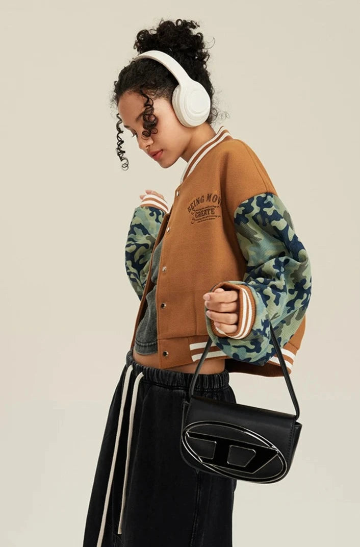 Women's Camouflage Varsity Jacket     - VONVEX