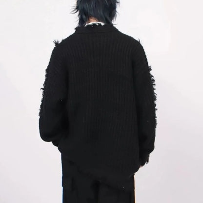 Y2k Irregular Tassel Knitted Cardigen - VONVEX