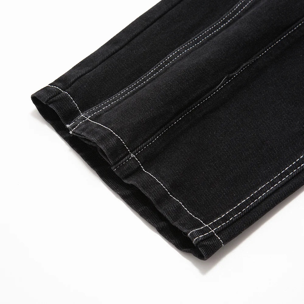 Street Stitch Spliced Baggy Jeans bottom    - VONVEX