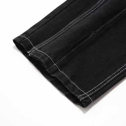 Street Stitch Spliced Baggy Jeans bottom    - VONVEX