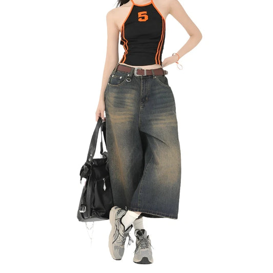 Y2K Wide Leg Oversize Denim Trouser     - VONVEX