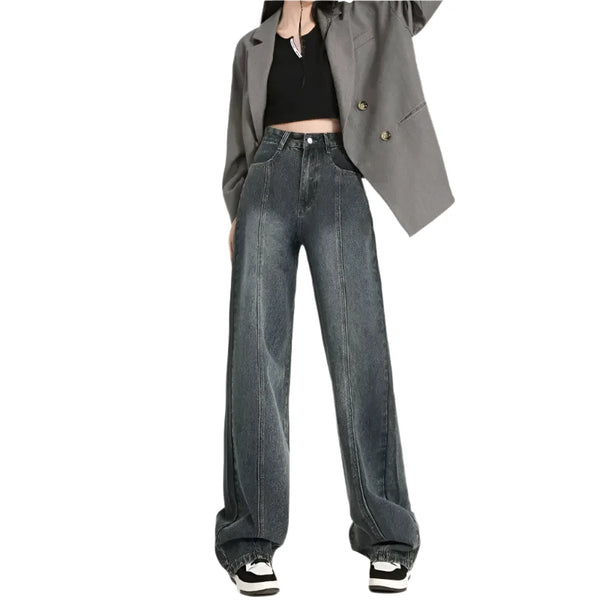 Baggy Vintage Straight Denim Jeans     - VONVEX