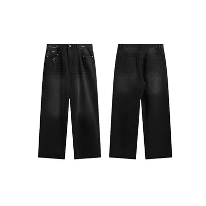Casual Patched Wide-leg Jeans     - VONVEX