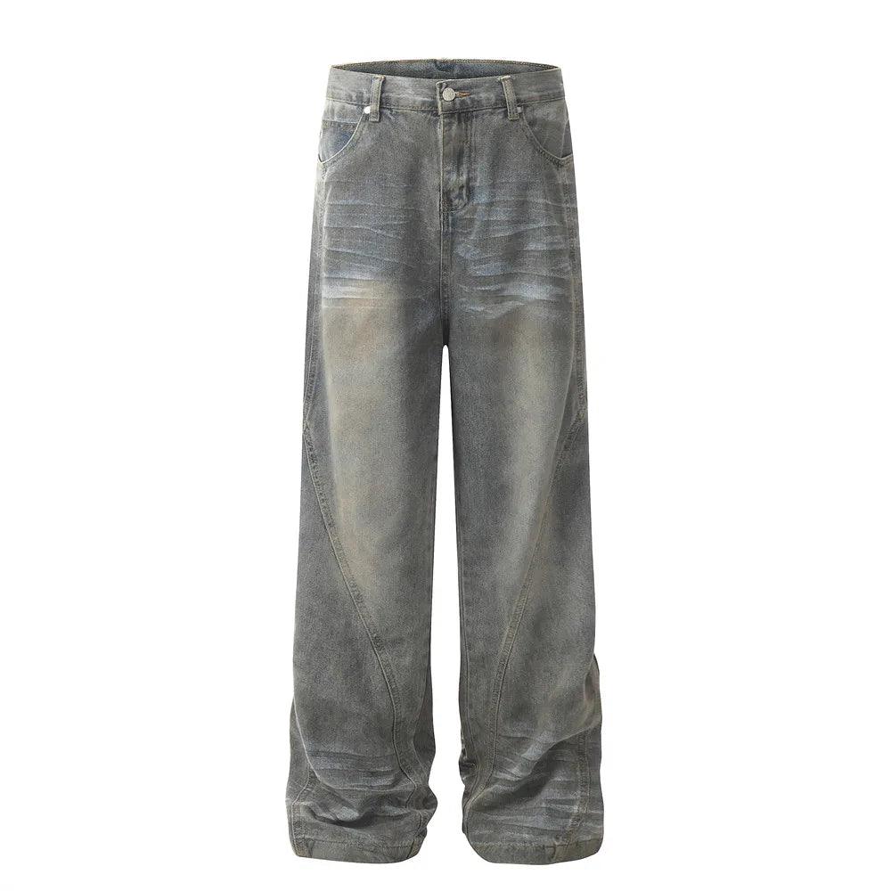 Dirty Washed Blue Denim Jeans  S   - VONVEX