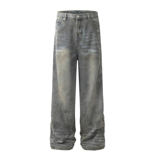 Dirty Washed Blue Denim Jeans  S   - VONVEX