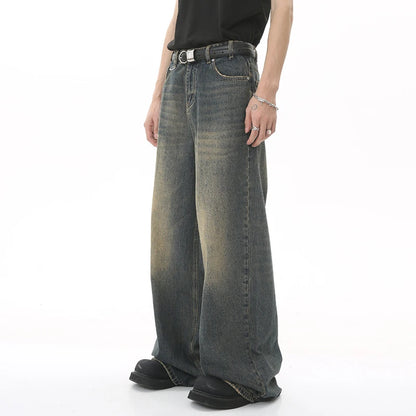 Vintage Camouflage Wide-Leg Jeans     - VONVEX