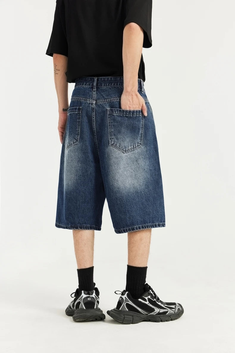 Retro Multi Pockets Denim Shorts     - VONVEX