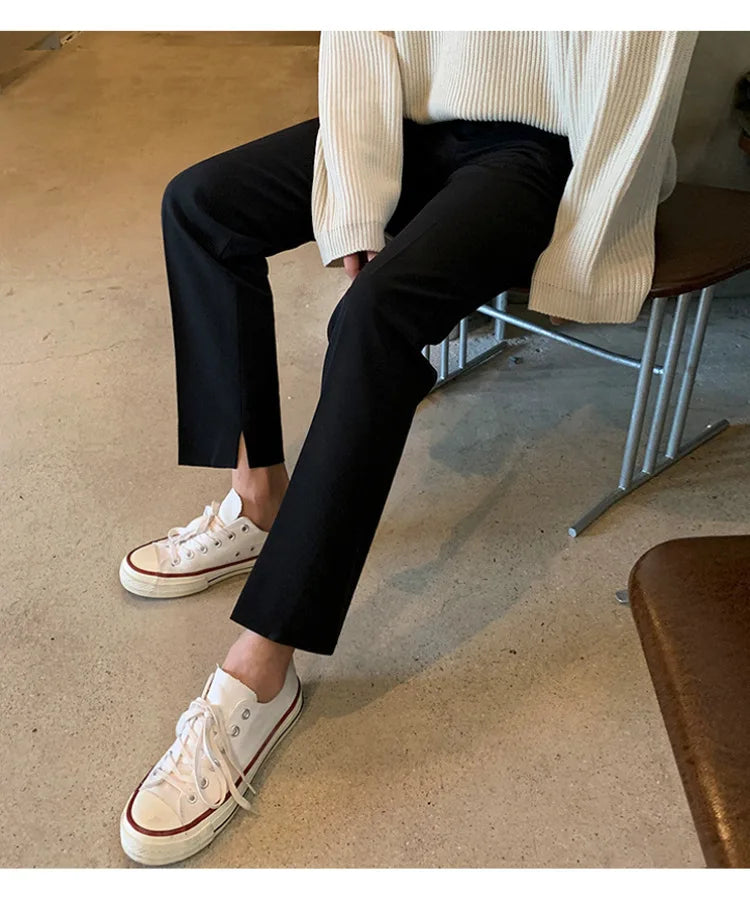 Straight Fit Casual Normal Pants     - VONVEX