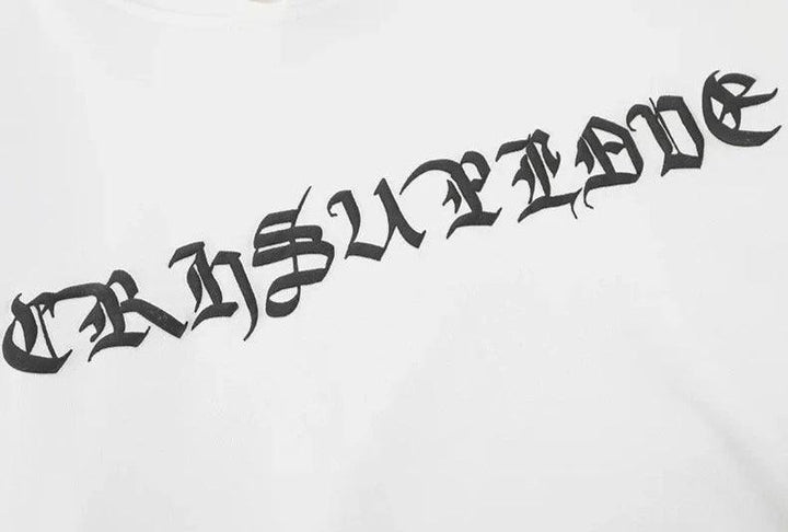 Retro Letters Shadow Y2K Hoodie     - VONVEX