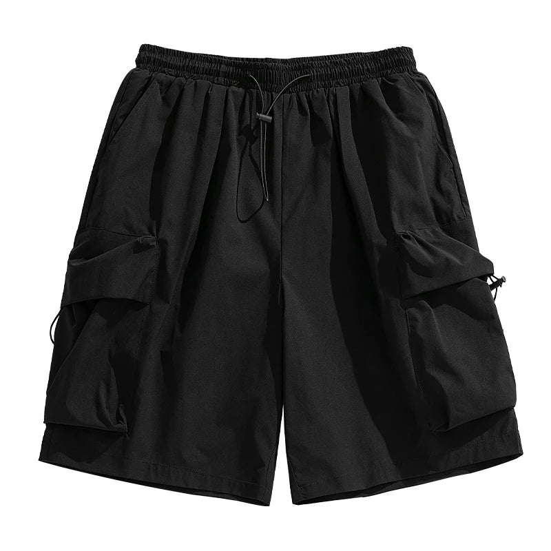 Casual Loose Knee Cargo Short  Black M  - VONVEX