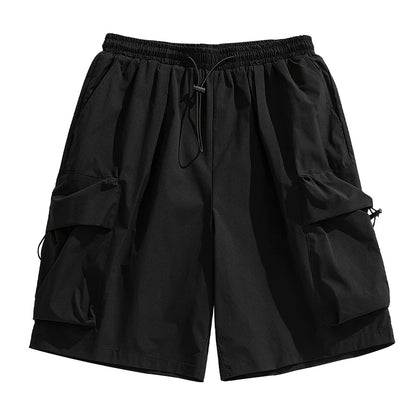 Casual Loose Knee Cargo Short  Black M  - VONVEX