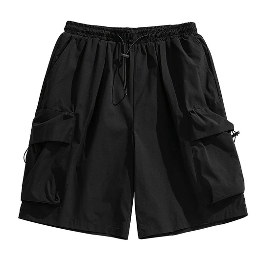 Casual Loose Knee Cargo Short  Black M  - VONVEX