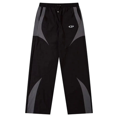 Vintage Black Gray Patchwork Pants     - VONVEX