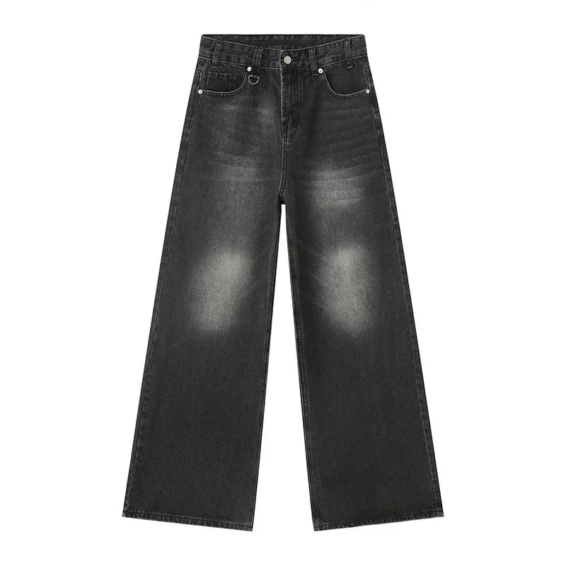 Vintage Camouflage Wide-Leg Jeans  Black-gray XS  - VONVEX