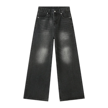 Vintage Camouflage Wide-Leg Jeans  Black-gray XS  - VONVEX