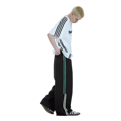 Retro Patchwork Wide-Leg Cargo Pants     - VONVEX