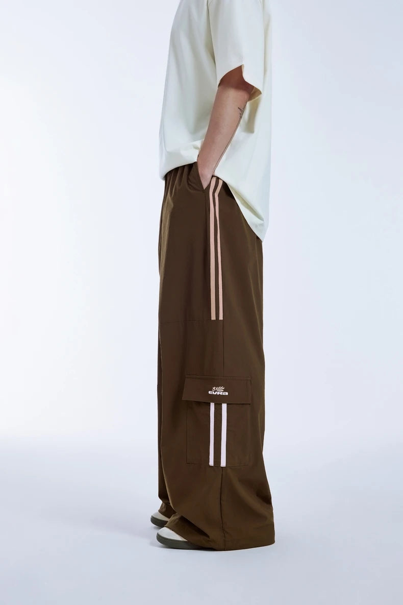 Retro Patchwork Wide-Leg Cargo Pants     - VONVEX