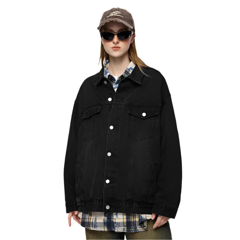 Retro Washed Denim American Jacket     - VONVEX
