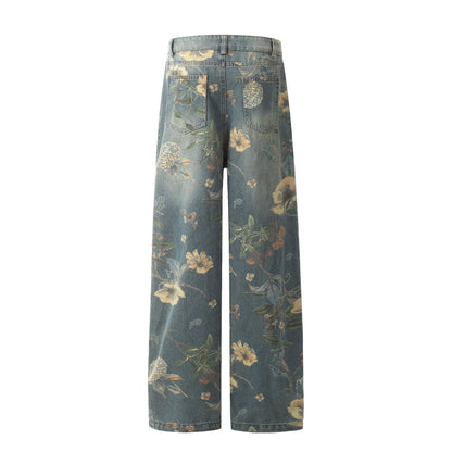 Spicy Bloom Washed Jeans     - VONVEX