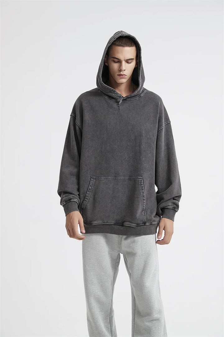 Heavyweight Washed Urban Hoodie     - VONVEX