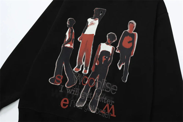Chilling Dudes Winter Portrait Print Hoodie     - VONVEX