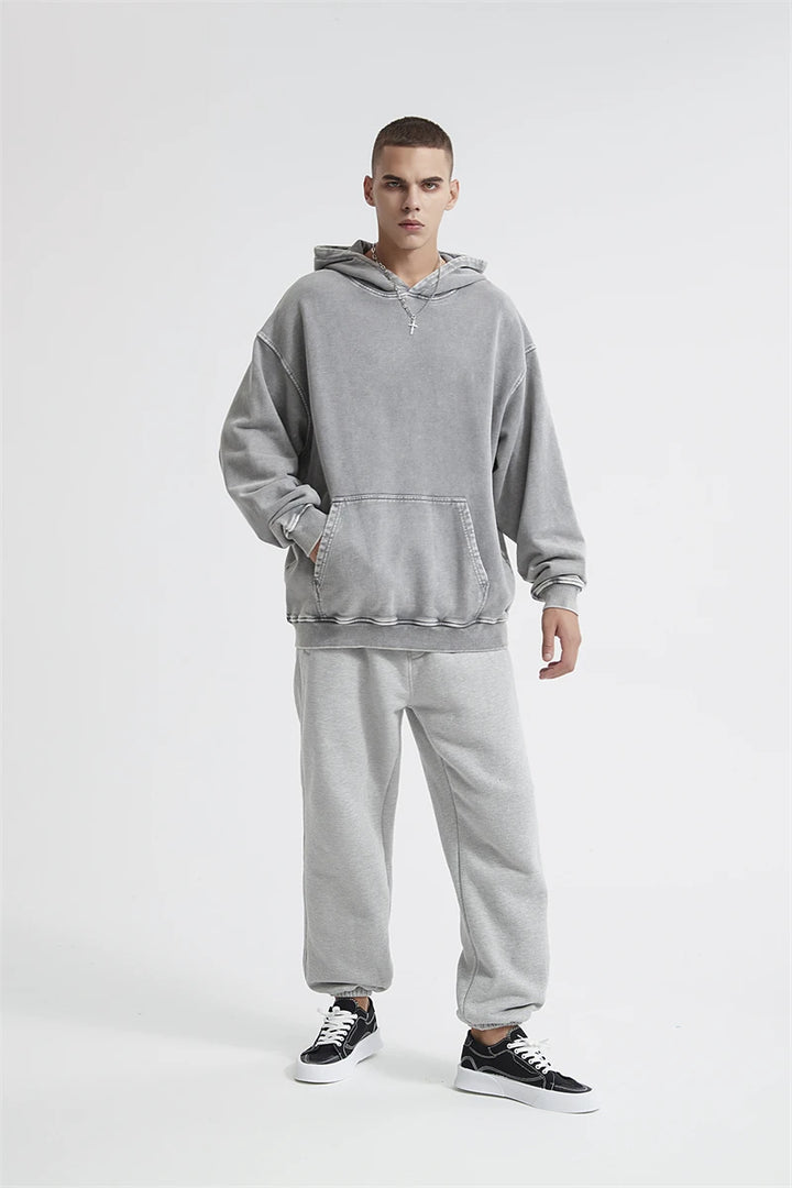 Heavyweight Washed Urban Hoodie     - VONVEX