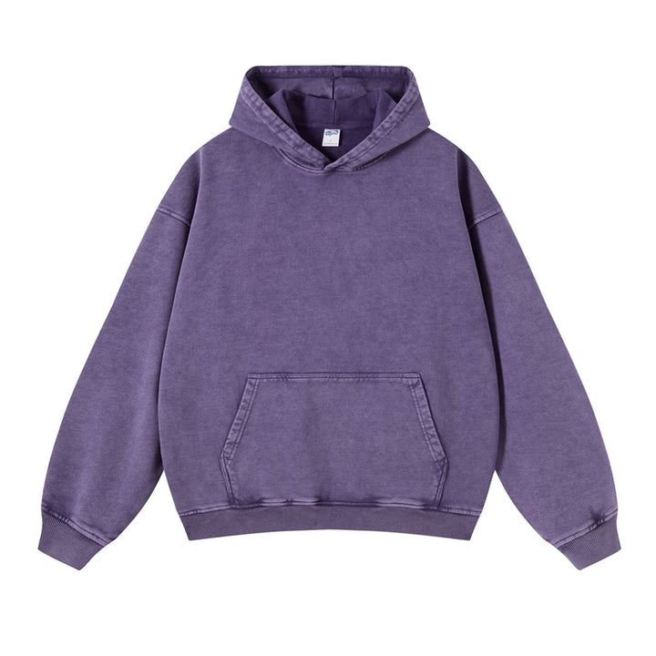 Heavyweight Washed Urban Hoodie  PURPLE S  - VONVEX