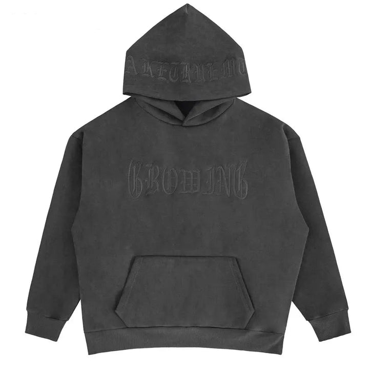 Y2k Vintage Suede Hoodie Grey M - VONVEX