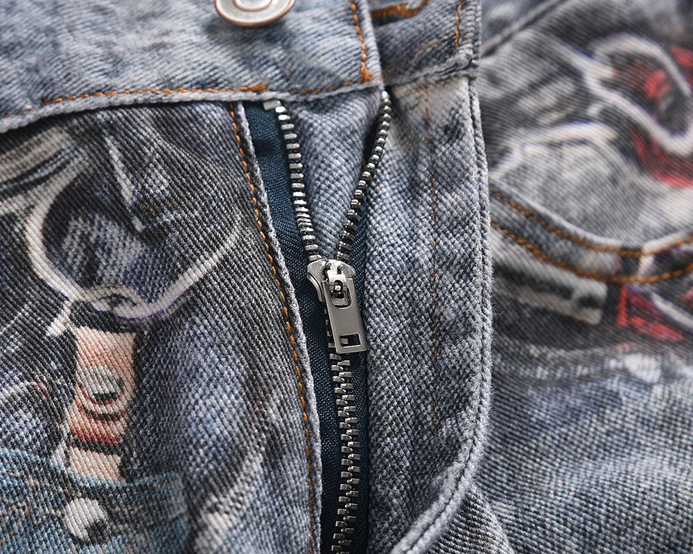 Y2K Chain Frayed Jeans     - VONVEX
