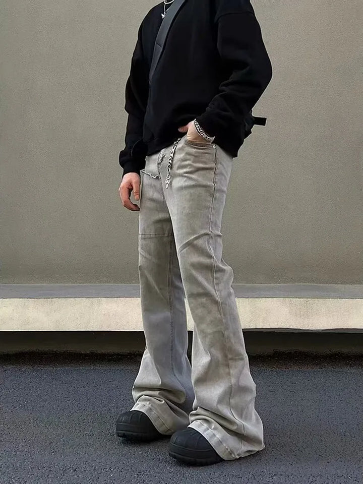 Cyber Y2K Baggy Stacked Flare Jeans - VONVEX
