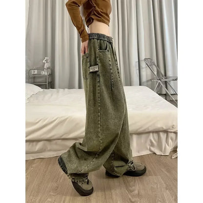 Baggy Elastic-waist Women's Jeans     - VONVEX