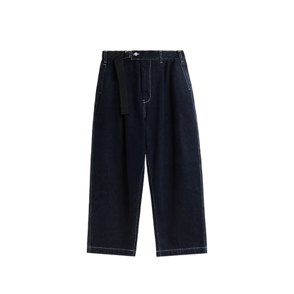Stitching Blue Wide-Leg Jeans  Blue S  - VONVEX