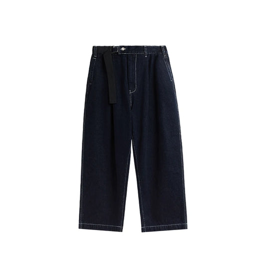 Stitching Blue Wide-Leg Jeans  Blue S  - VONVEX