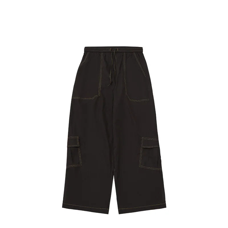 Multi Pockets Wide Leg Cargo Pant  Black S  - VONVEX
