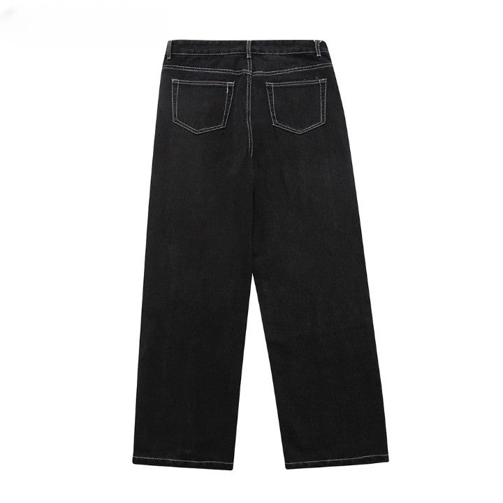 Street Stitch Spliced Baggy Jeans bottom    - VONVEX