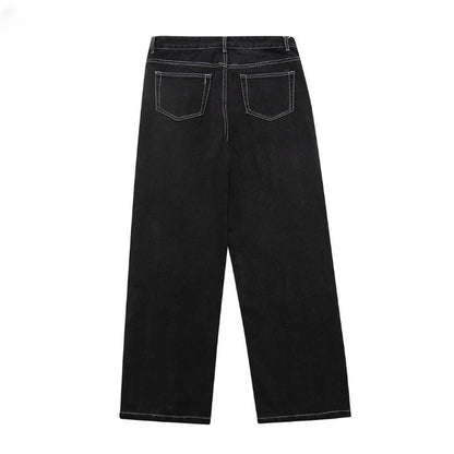Street Stitch Spliced Baggy Jeans bottom    - VONVEX