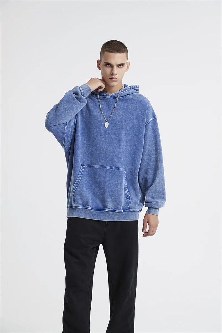 Heavyweight Washed Urban Hoodie     - VONVEX