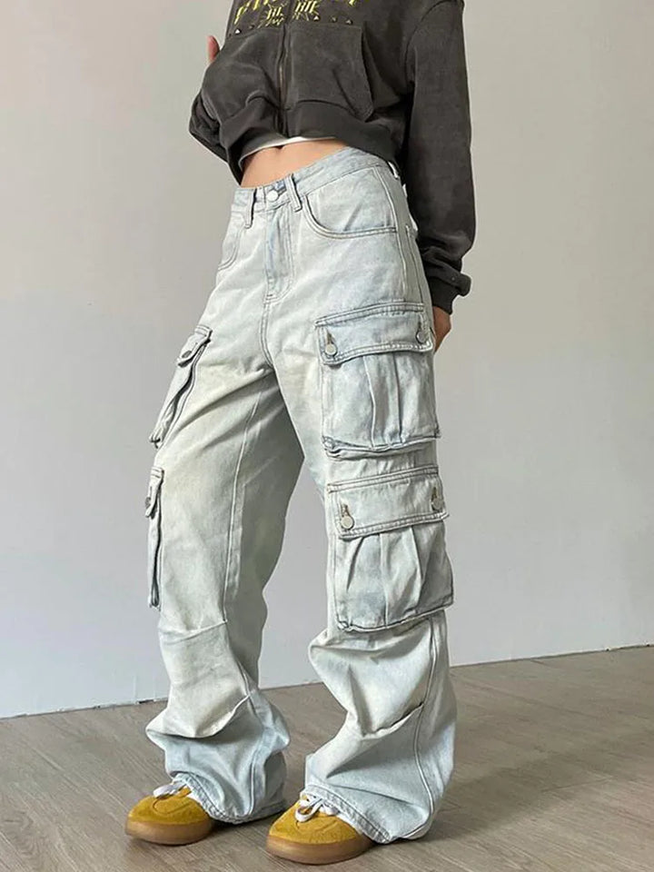 Y2K High-Waisted Women's Baggy Cargo bottom    - VONVEX