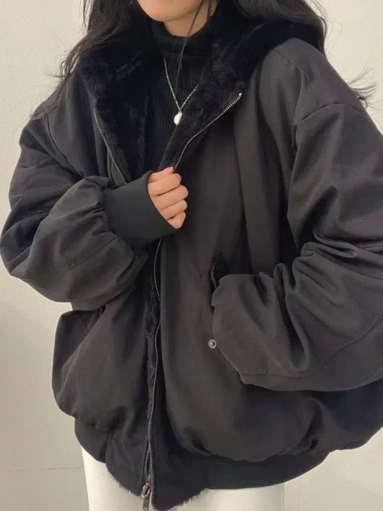 Double Sided Zipper Heavy Jacket Black S - VONVEX