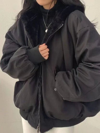 Double Sided Zipper Heavy Jacket Black S - VONVEX