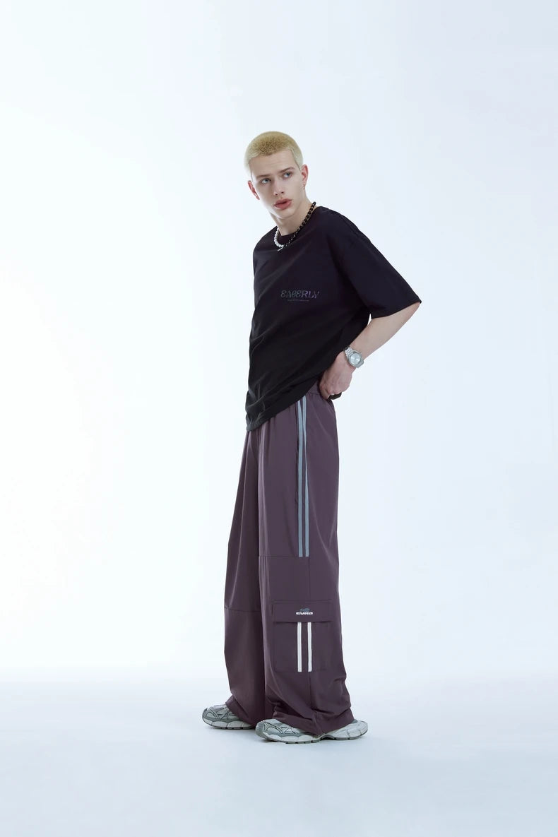 Retro Patchwork Wide-Leg Cargo Pants     - VONVEX