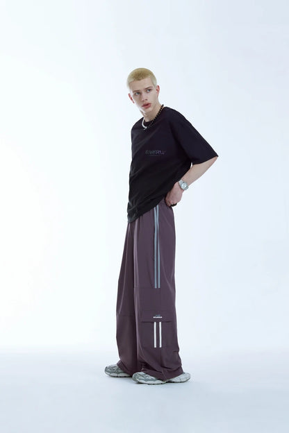 Retro Patchwork Wide-Leg Cargo Pants     - VONVEX