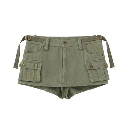 Pockets Short Skirt  Army green M  - VONVEX