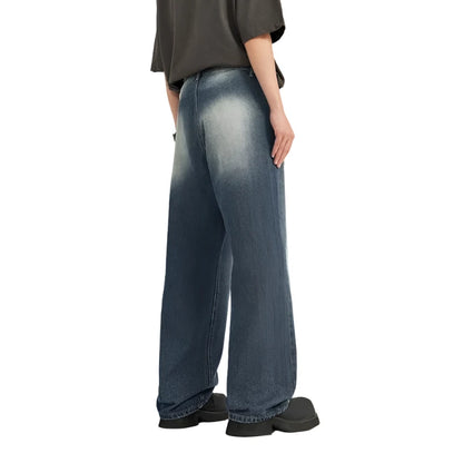 Retro Classic Washed Denim Jeans     - VONVEX